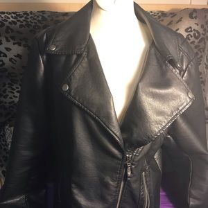 Max Studio XL faux black leather blazer w pockets